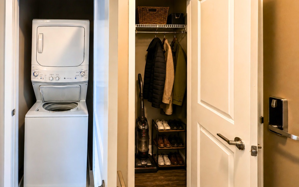 In-home washer and dryer in the 1B2 apartment at The Swift at Petworth
