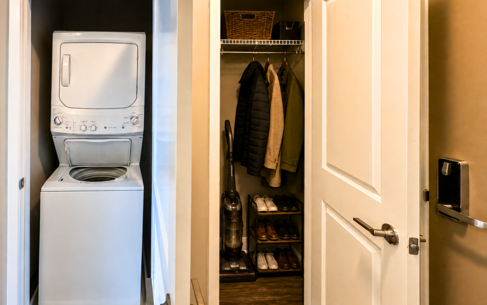 In-home washer and dryer in the 1B2 apartment at The Swift at Petworth