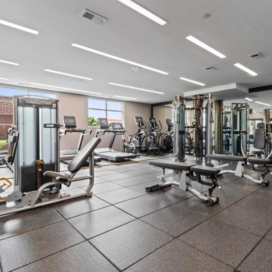 a gym with exercise equipment