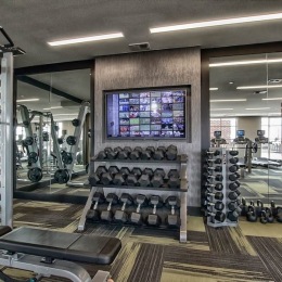 a gym with exercise equipment