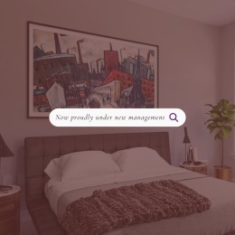 a bedroom with a graphic